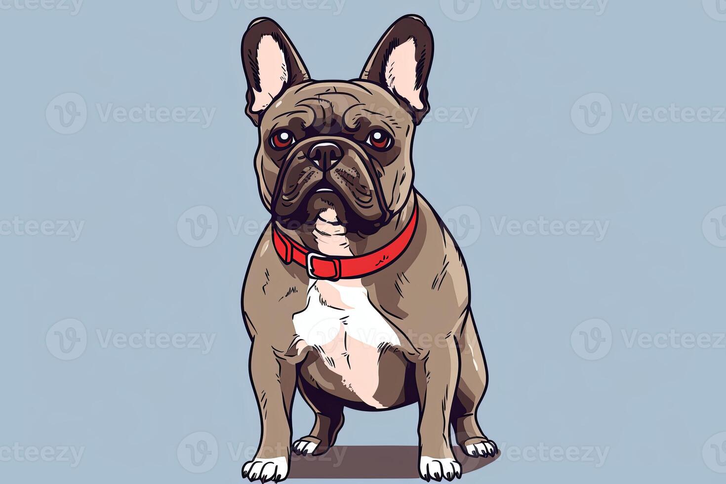 French Bulldog Graphic Illustration Isolated on a Monochrome Background generative AI photo