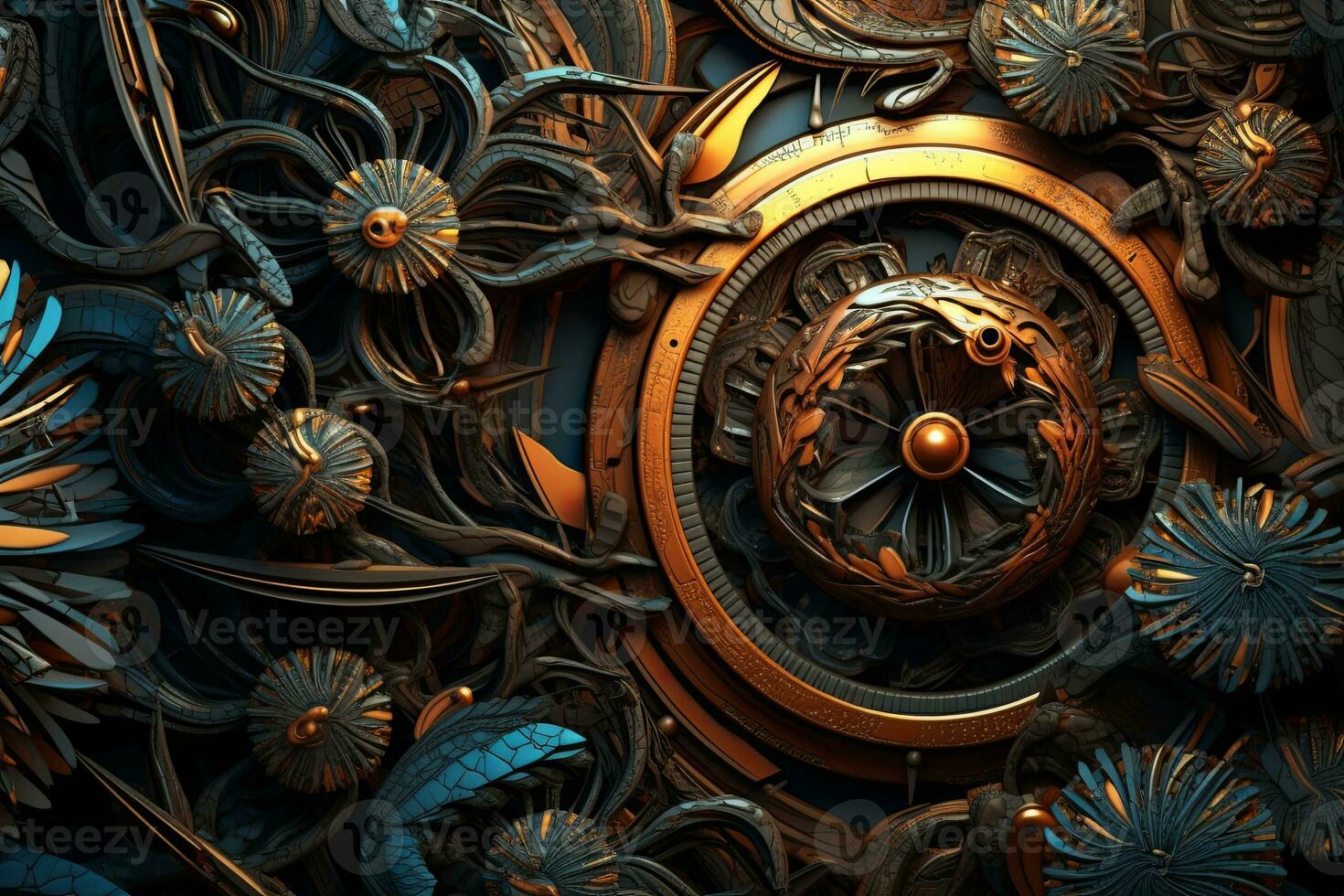 Futuristic Nature Tech Fusion Mesmerizing Macro Hybrid Texture Background generative AI photo