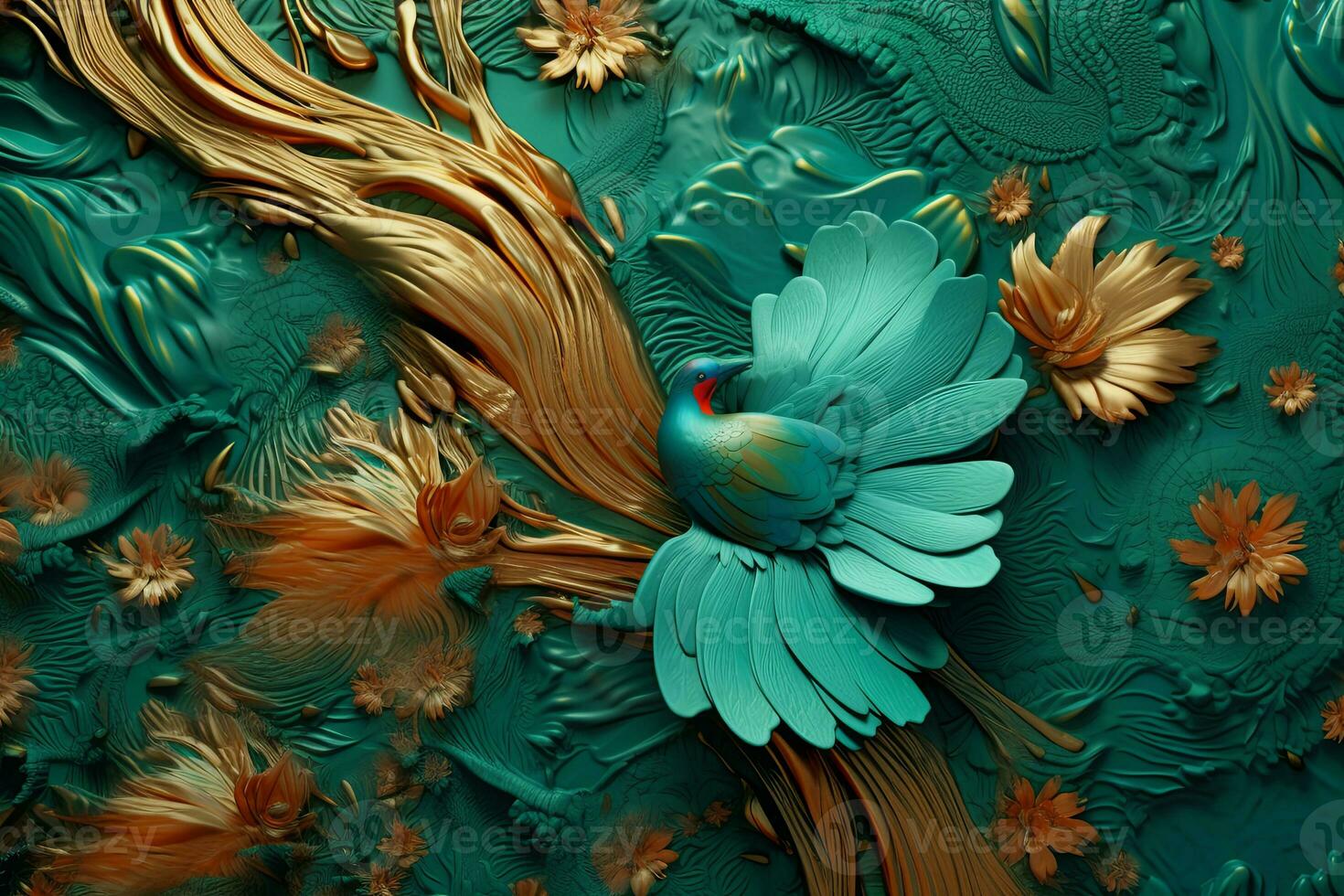 Futuristic Nature Tech Fusion Mesmerizing Macro Hybrid Texture Background generative AI photo