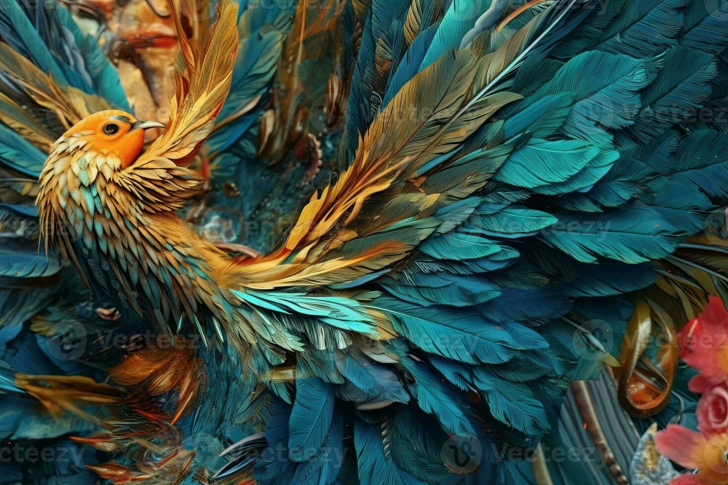 Futuristic Nature Tech Fusion    Mesmerizing Macro Hybrid Texture Background generative AI photo
