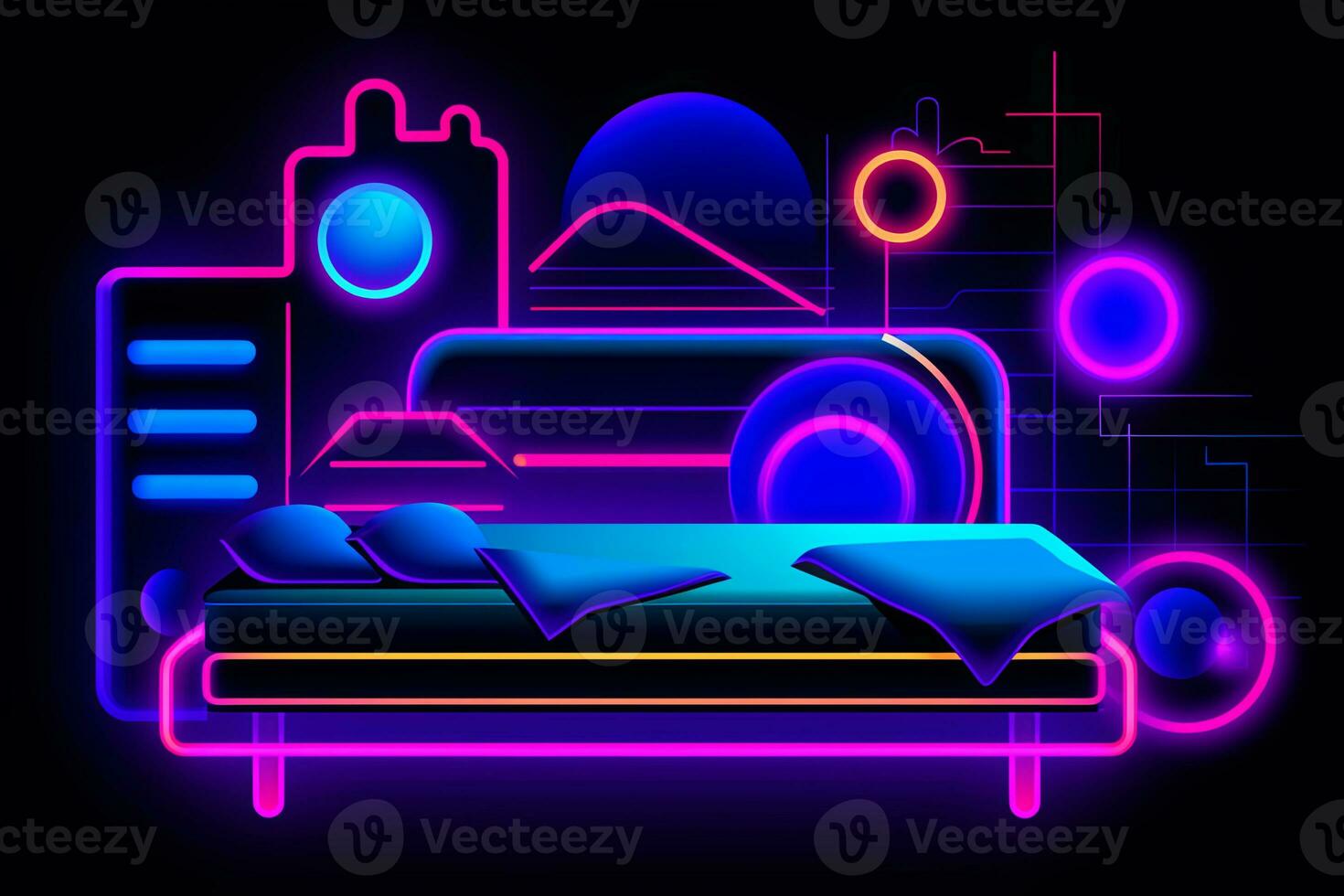 Glowing Radiant Neon Dreams Background Design generative AI photo