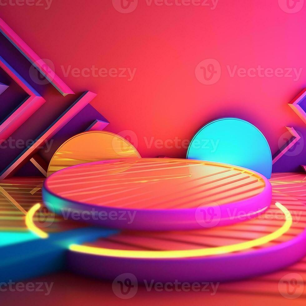 Glowing Tropical Themed 3D Abstract Background generative AI photo