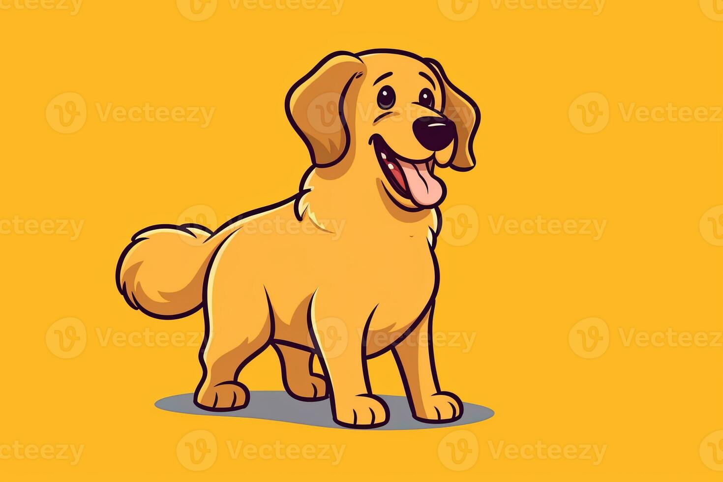 Golden Retriever Dog Graphic Illustration Isolated on a Monochrome Background generative AI photo