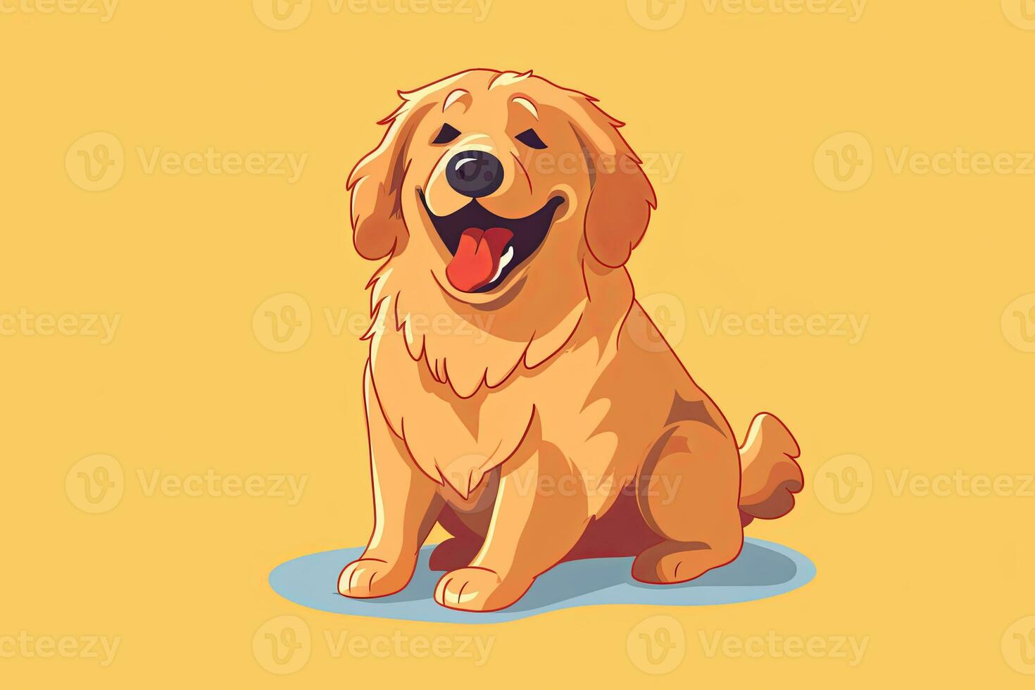 Golden Retriever Dog Graphic Illustration Isolated on a Monochrome Background generative AI photo
