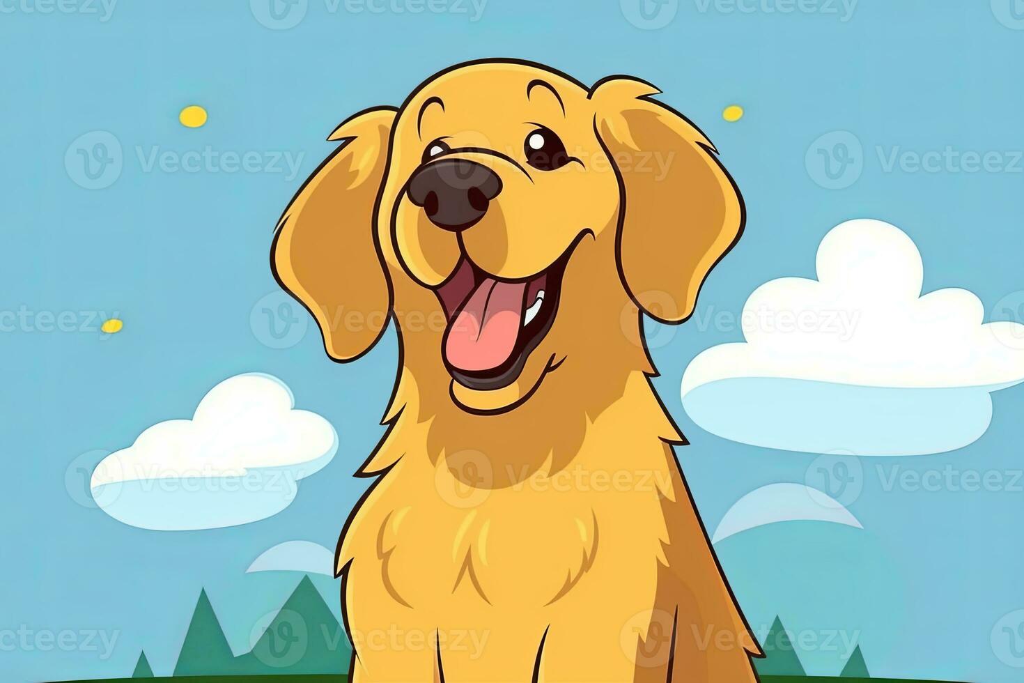 Golden Retriever Dog Graphic Illustration Isolated on a Monochrome Background generative AI photo