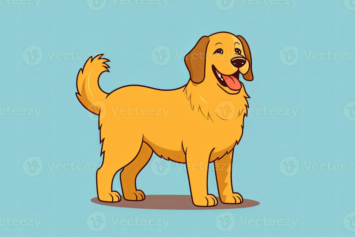 Golden Retriever Dog Graphic Illustration Isolated on a Monochrome Background generative AI photo