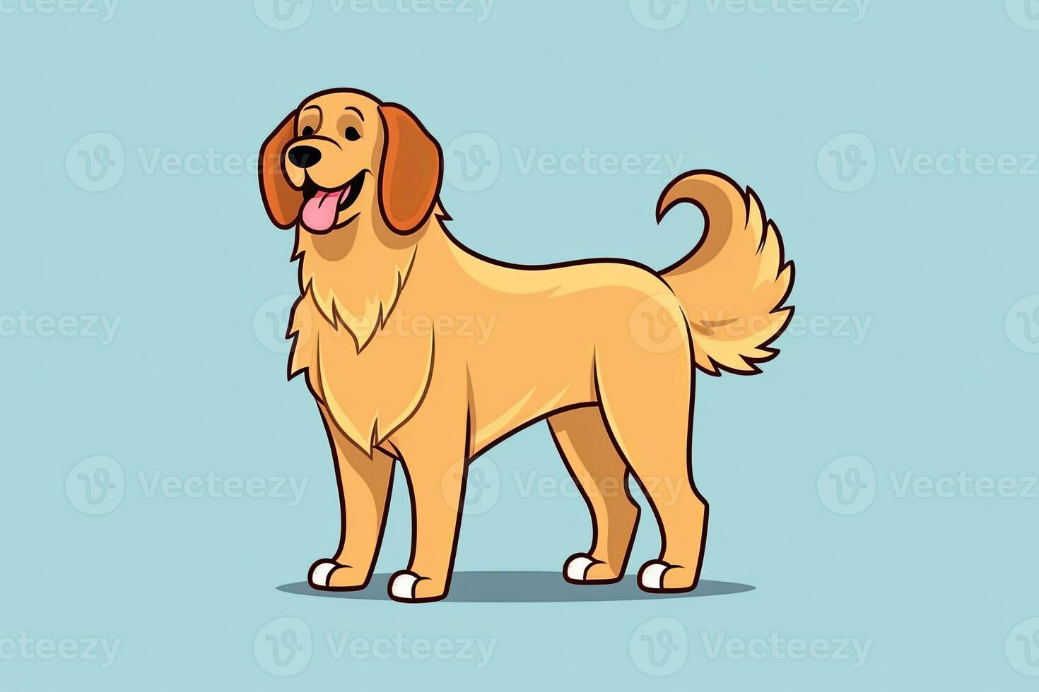Golden Retriever Dog Graphic Illustration Isolated on a Monochrome Background generative AI photo