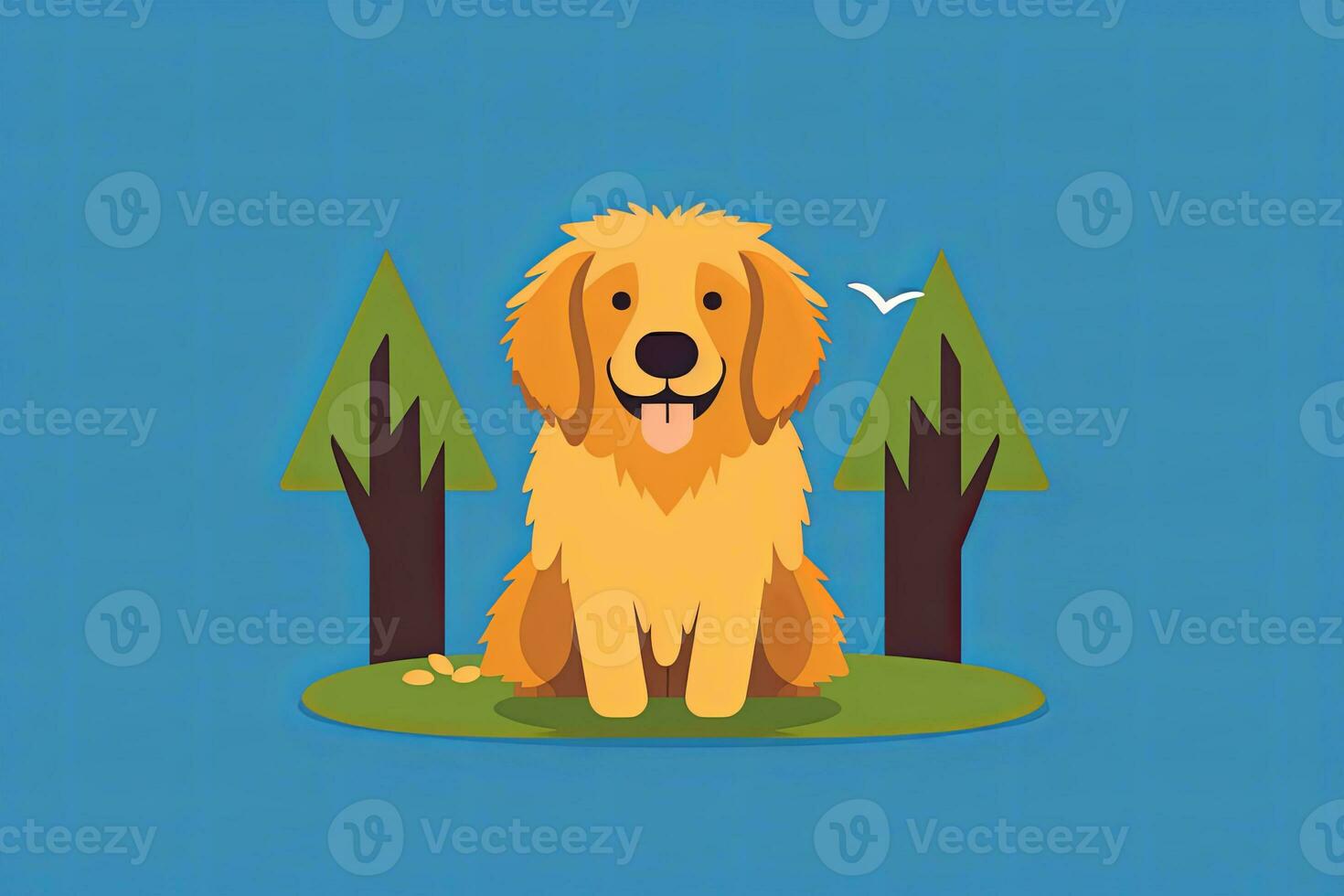 Golden Retriever Dog Vibrant Sleek Graphic Background generative AI photo