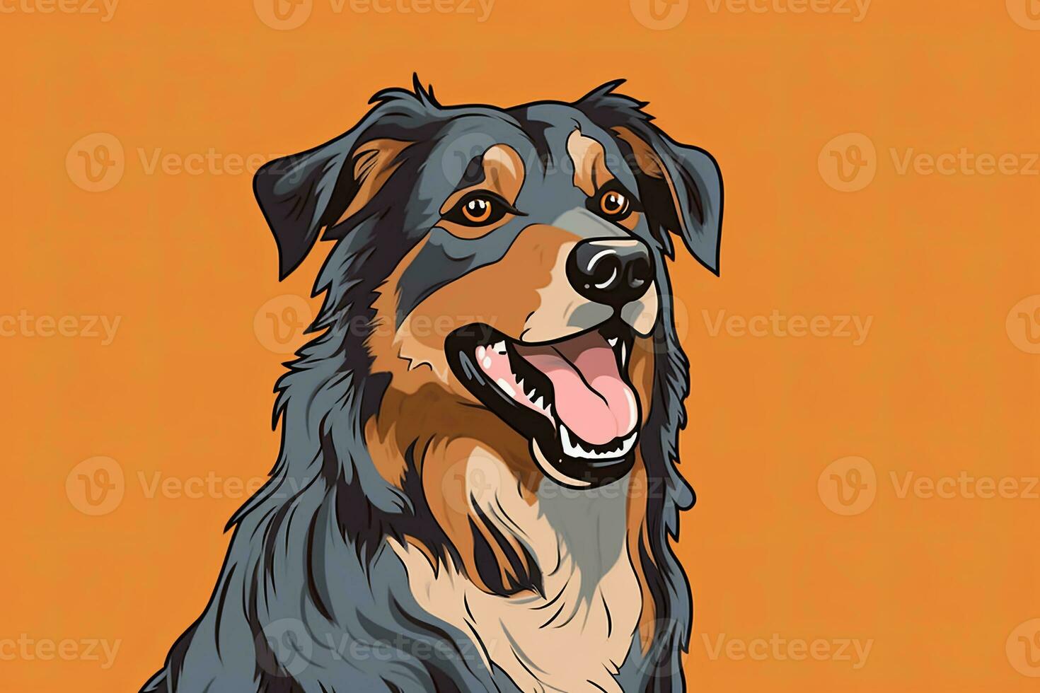 Graphic Illustration of a Dog Isolated on a Monochrome Background generative AI photo