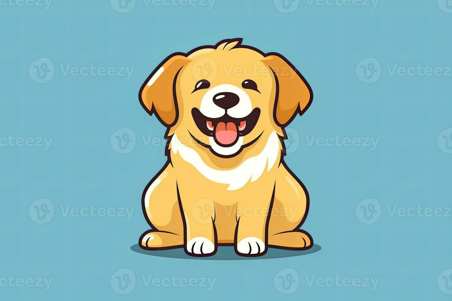 Golden Retriever Dog Graphic Illustration Isolated on a Monochrome Background generative AI photo