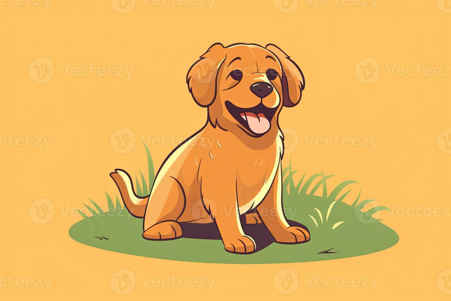 Golden Retriever Dog Graphic Illustration Isolated on a Monochrome Background generative AI photo