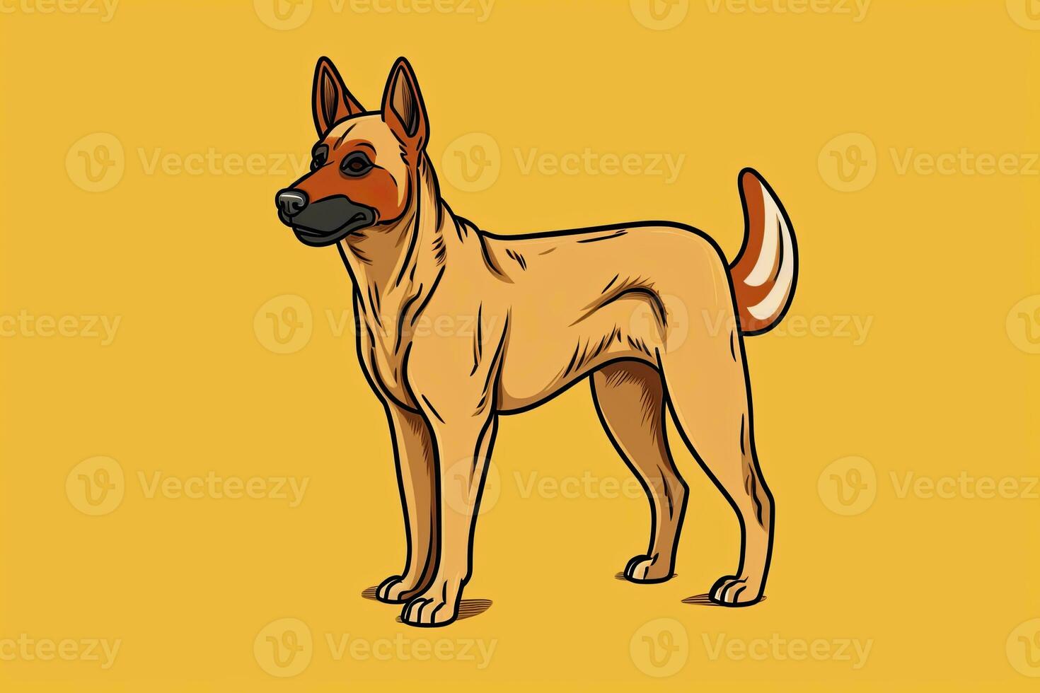 Graphic Illustration of a German Shepherd on a Monochrome Background generative AI photo