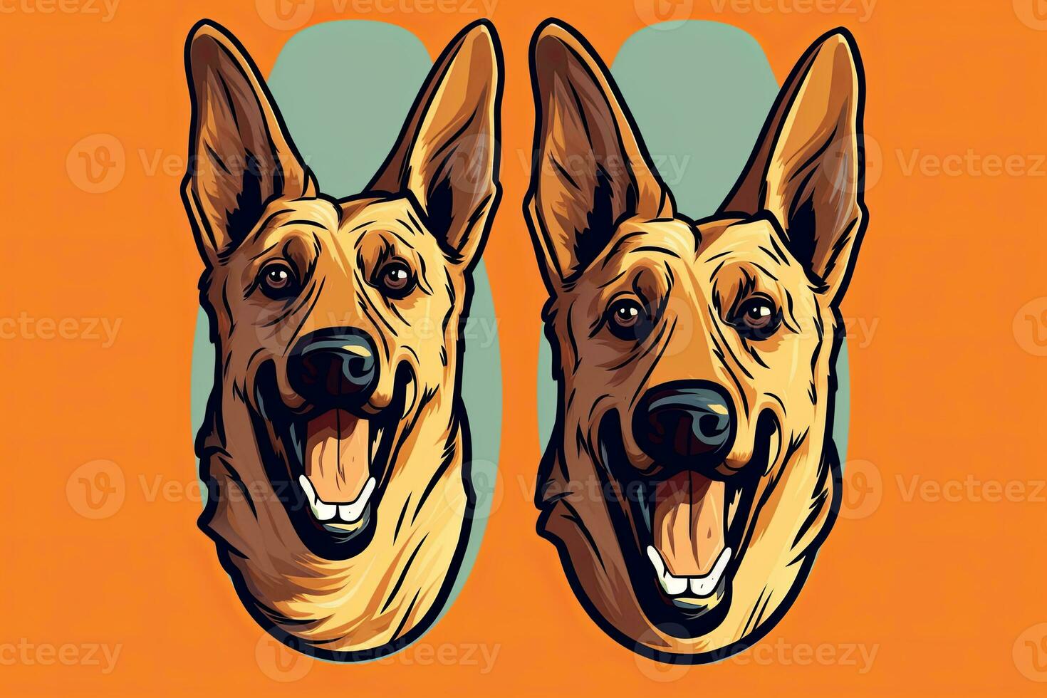 Graphic Illustration of a German Shepherd on a Monochrome Background generative AI photo