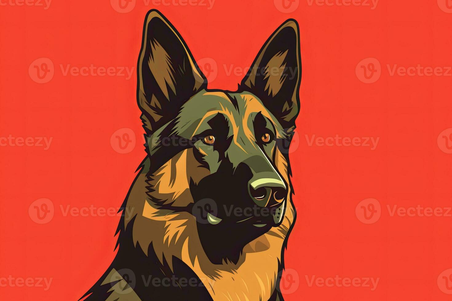 Graphic Illustration of a German Shepherd on a Monochrome Background generative AI photo