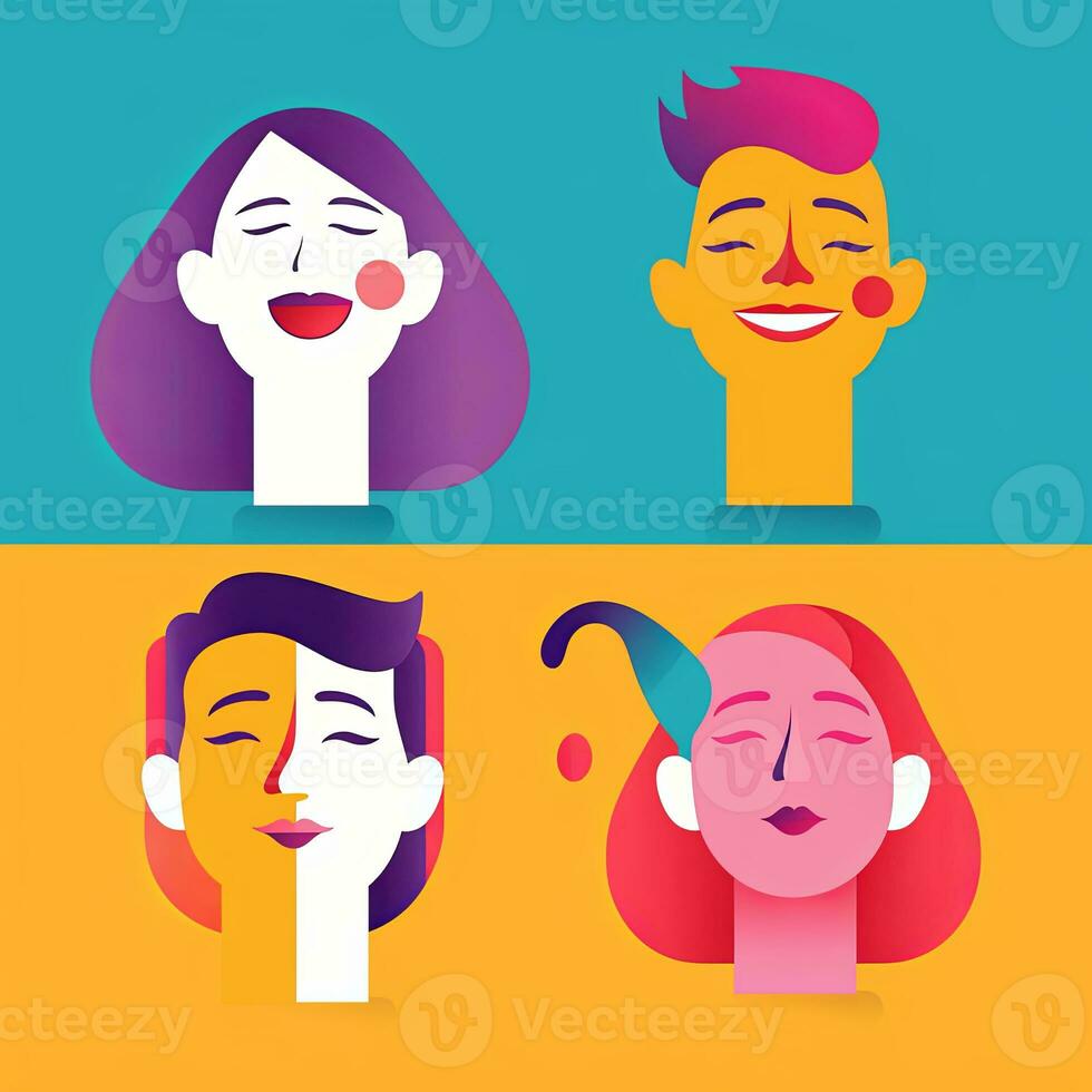 Happy Expression Minimalistic Graphic Design generative AI photo