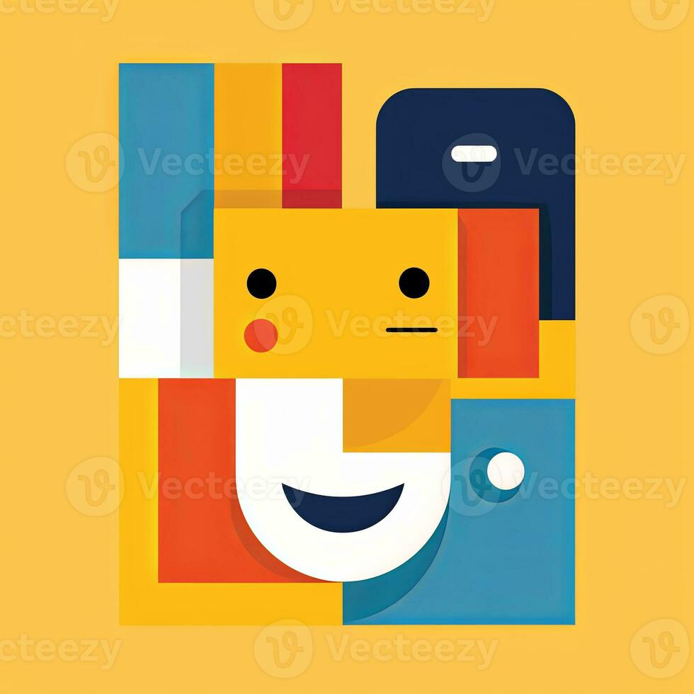 Happy Expression Minimalistic Graphic Design generative AI photo