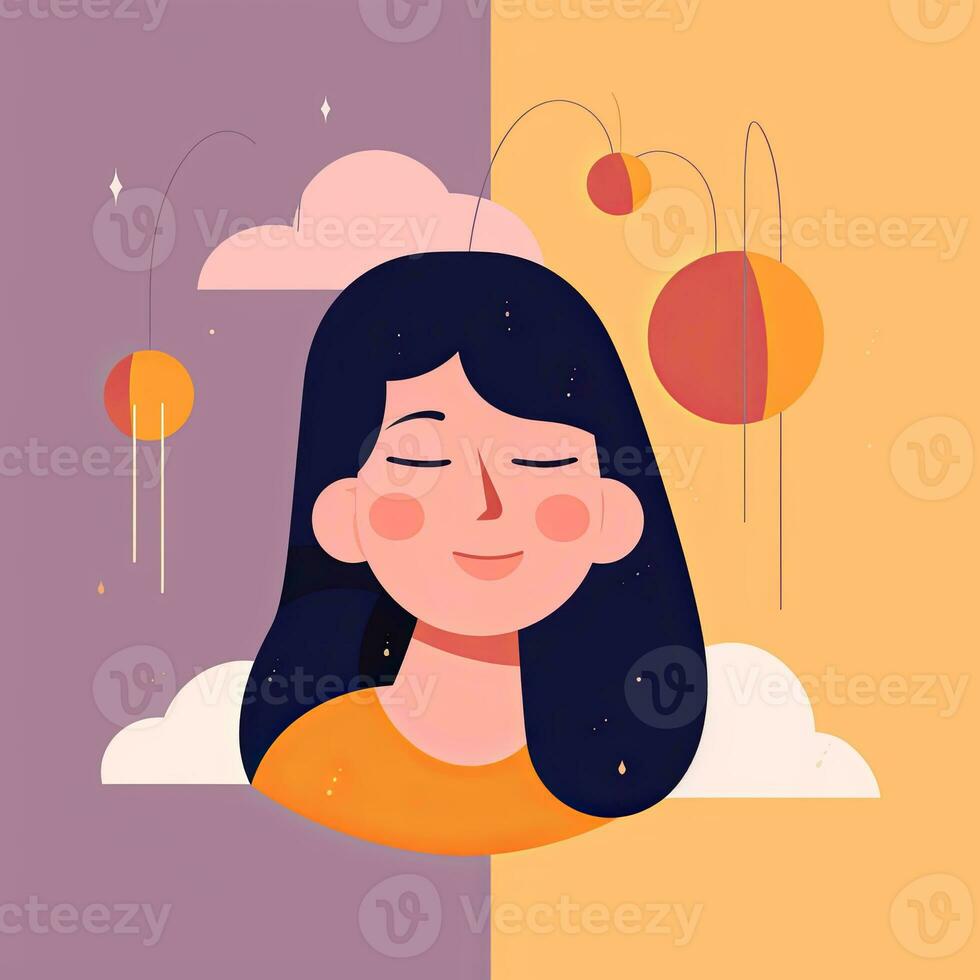 Happy Expression Minimalistic Graphic Design generative AI photo