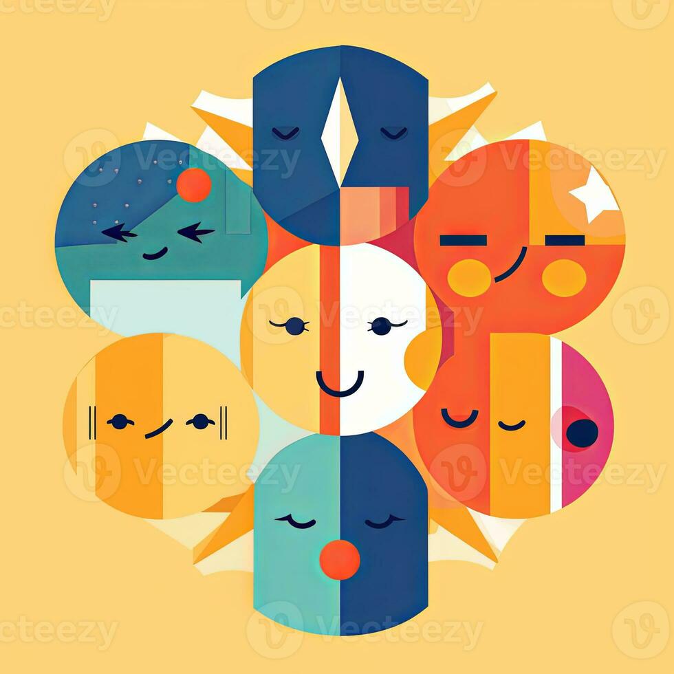 Happy Expression Minimalistic Graphic Design generative AI photo