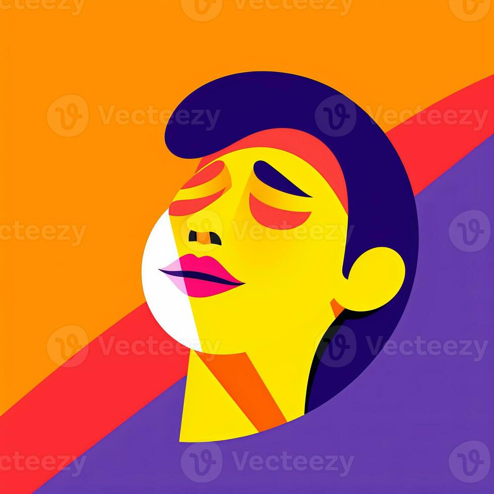 Happy Expression Minimalistic Graphic Design generative AI photo