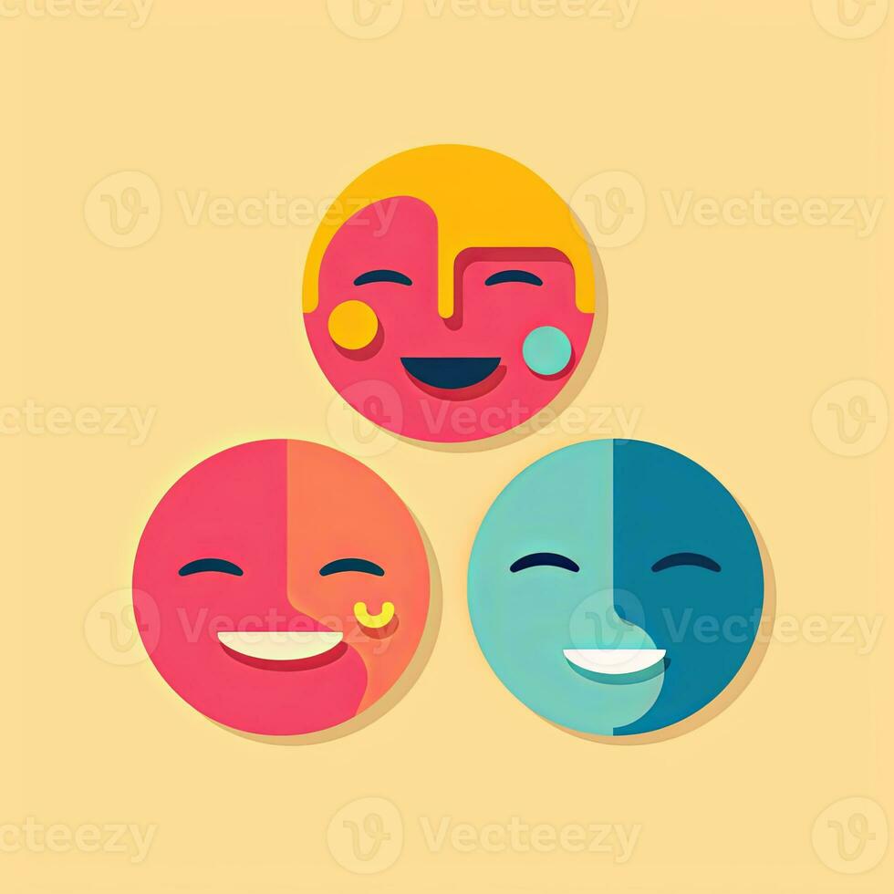 Happy Expression Minimalistic Graphic Design generative AI photo