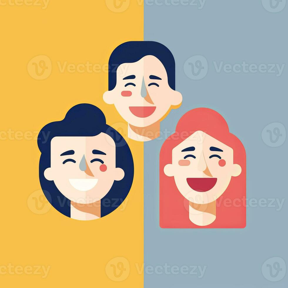 Happy Expression Minimalistic Graphic Design generative AI photo