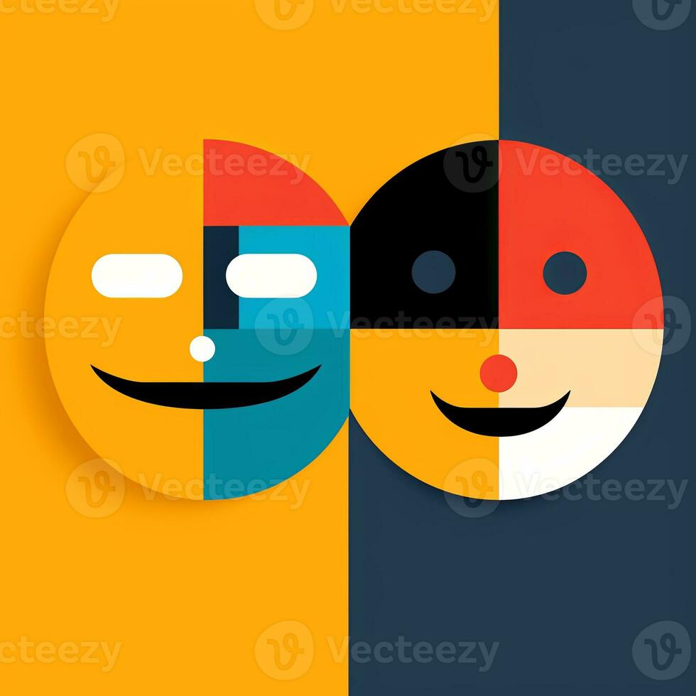 Happy Expression Minimalistic Graphic Design generative AI photo
