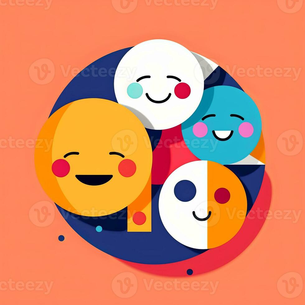 Happy Expression Minimalistic Graphic Design generative AI photo