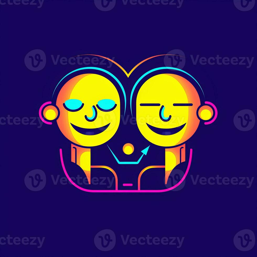 Happy Expression Minimalistic Graphic Design generative AI photo