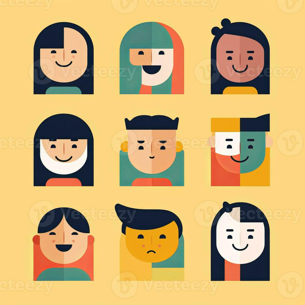 Happy Expression Minimalist Graphic Design generative AI photo