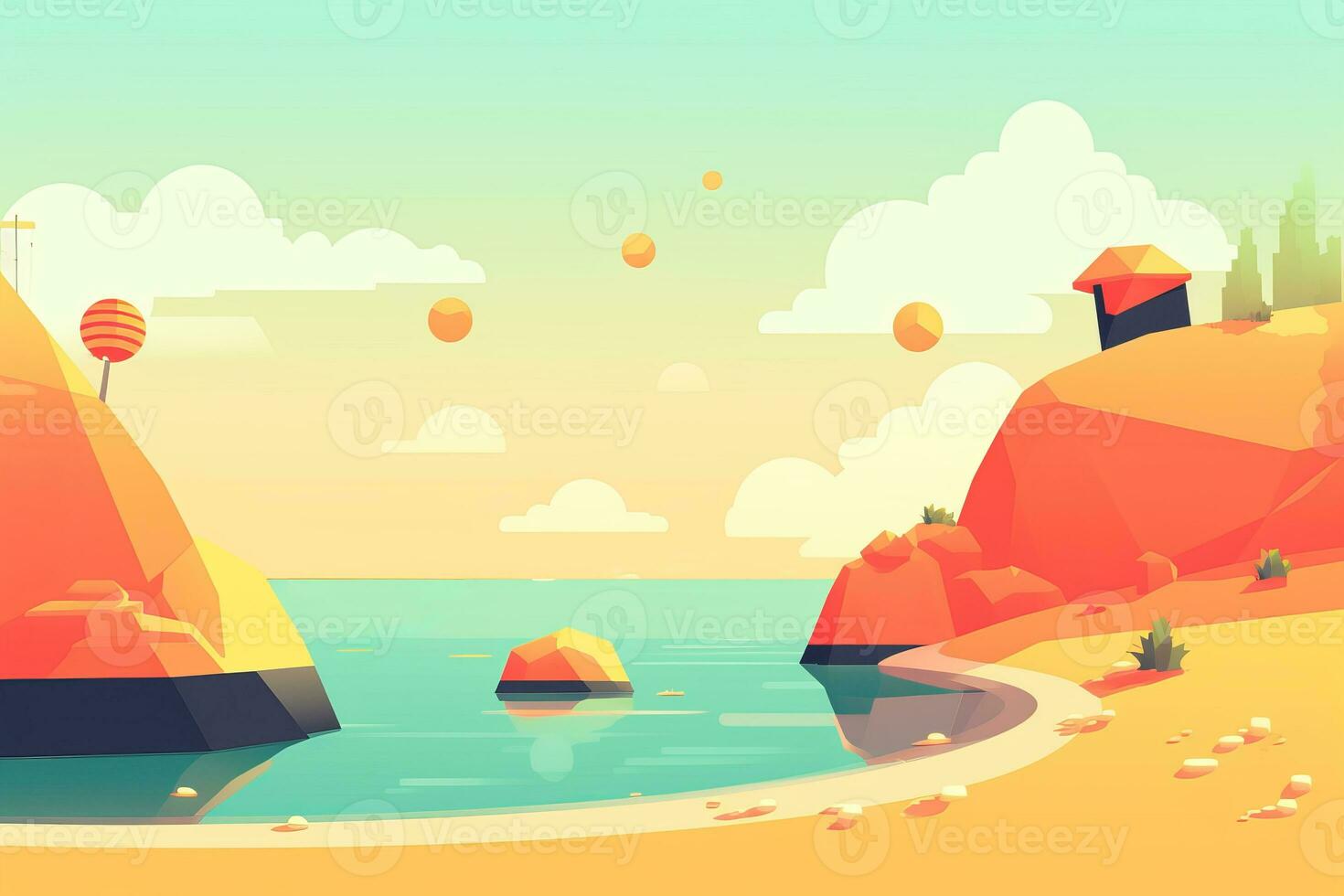 Minimalist Abstract Summer Theme Landscape Background generative AI ...