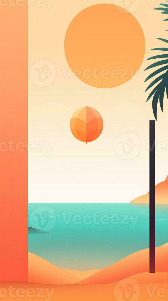 Minimalist Abstract Summer Theme Landscape Background generative AI photo