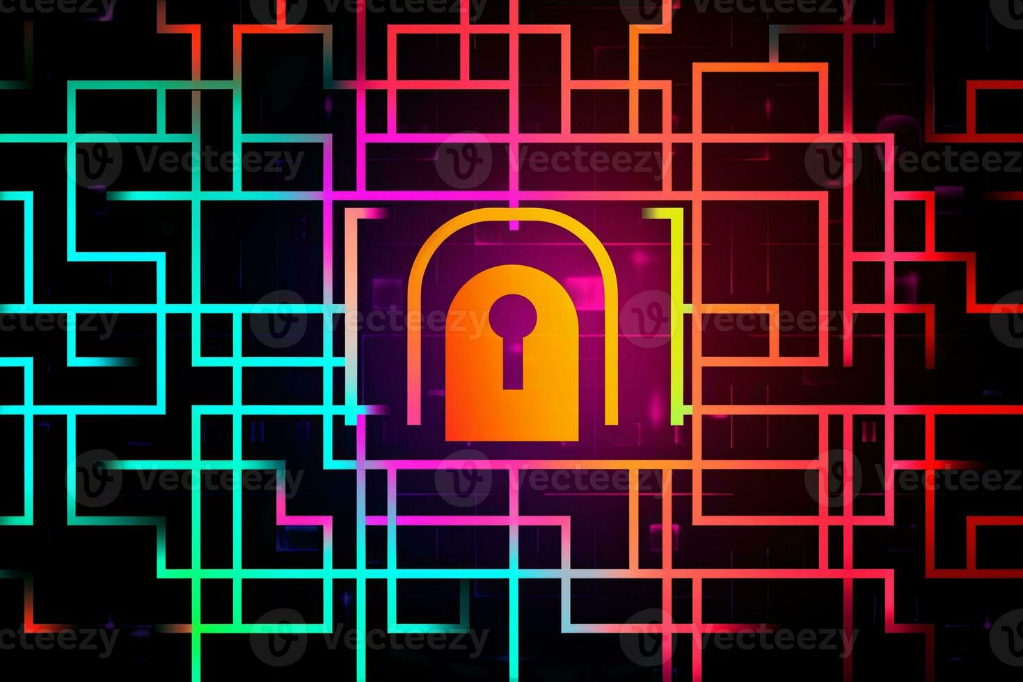 Modern Tech Encrypted Data Theme Background generative AI photo