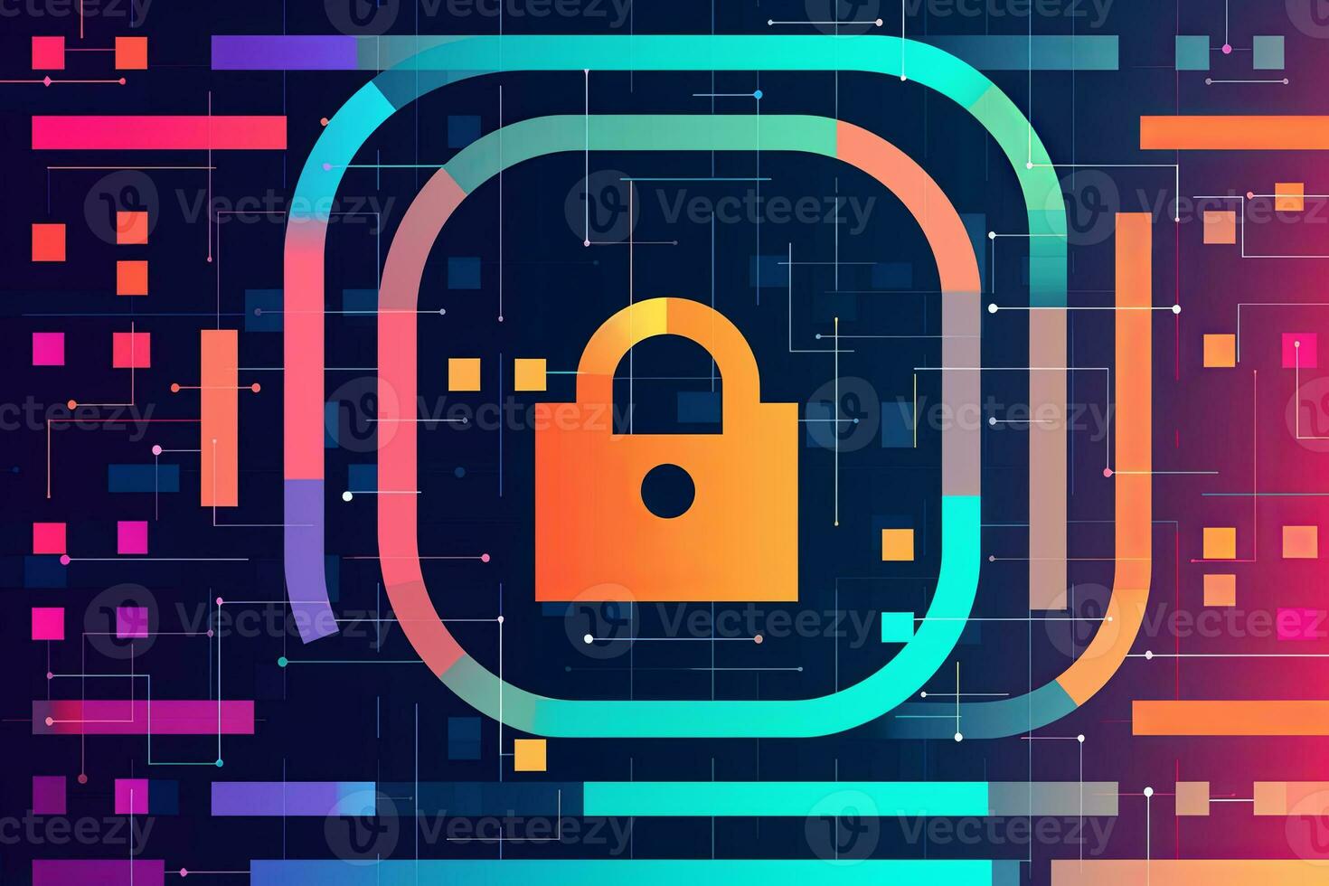 Modern Tech Encrypted Data Theme Background generative AI photo