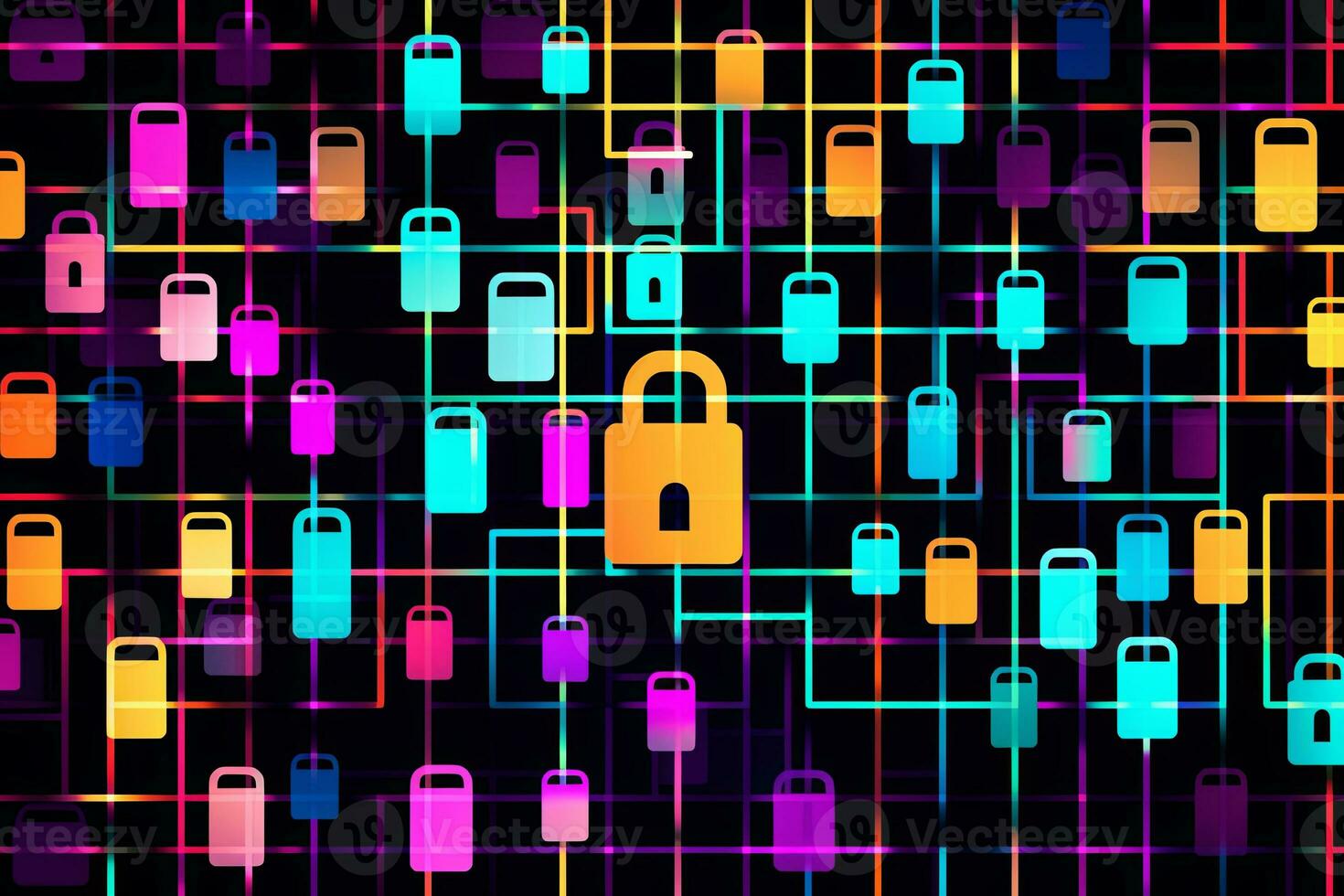 Modern Tech Encrypted Data Theme Background generative AI photo
