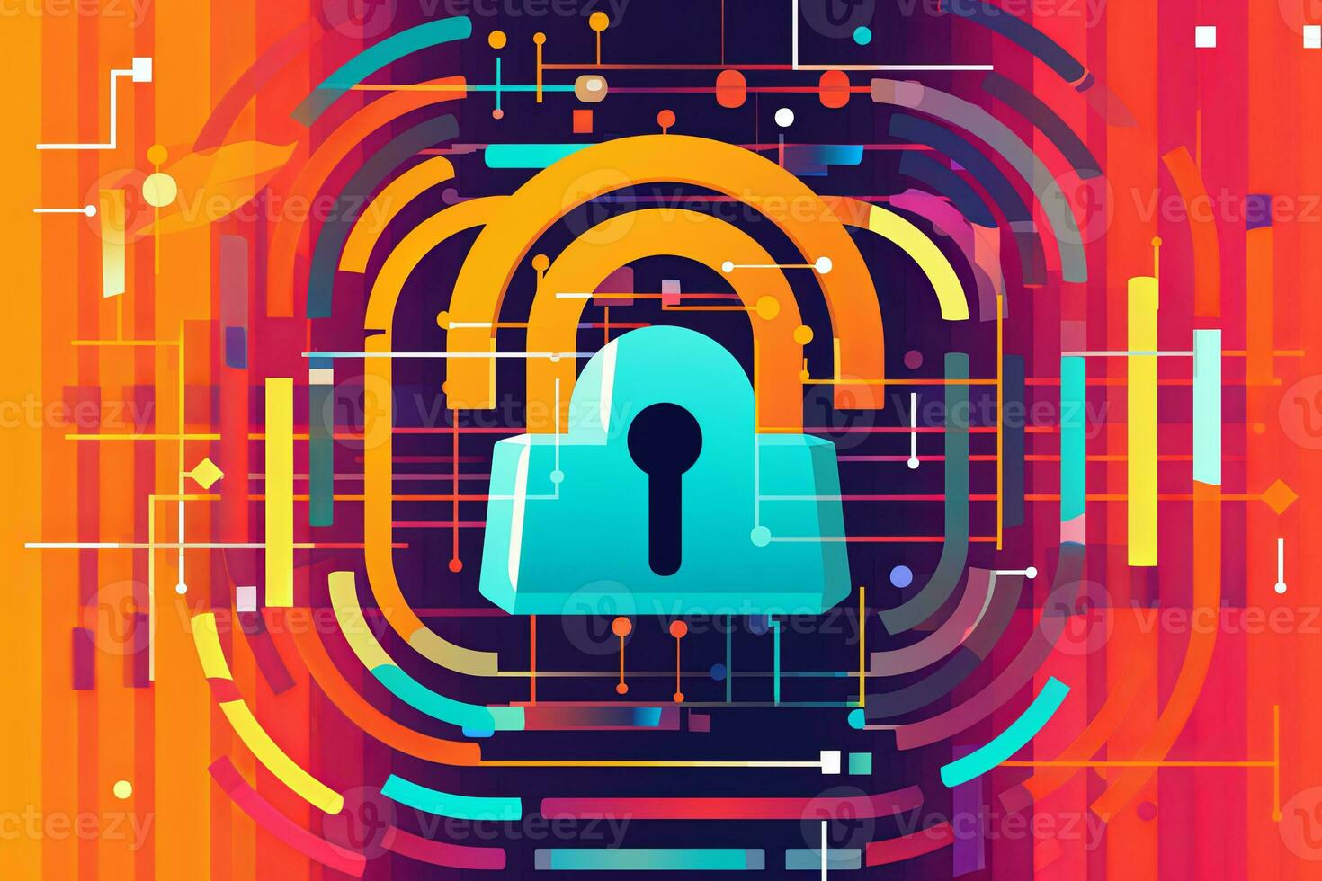 Modern Tech Encrypted Data Theme Background generative AI photo