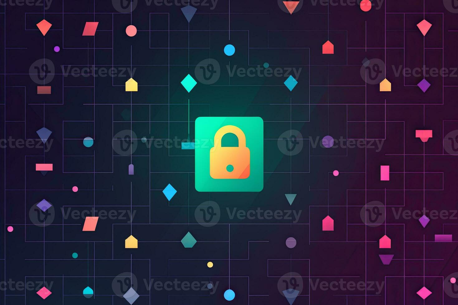 Modern Tech Encrypted Data Theme Background generative AI photo