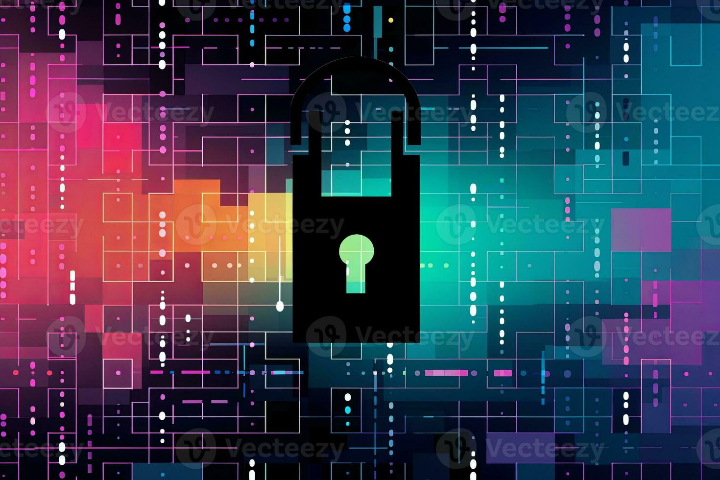 Modern Tech Encrypted Data Theme Background generative AI photo