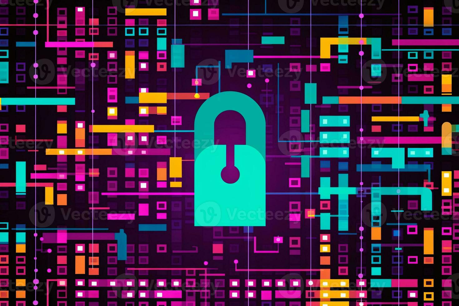 Modern Tech Encrypted Data Theme Background generative AI photo