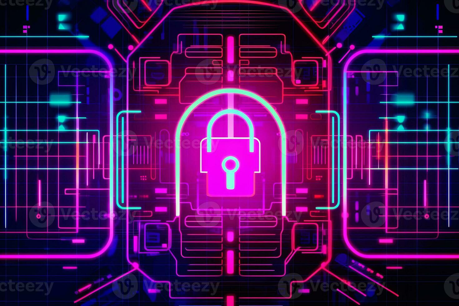 Modern Tech Encrypted Data Theme Background generative AI photo