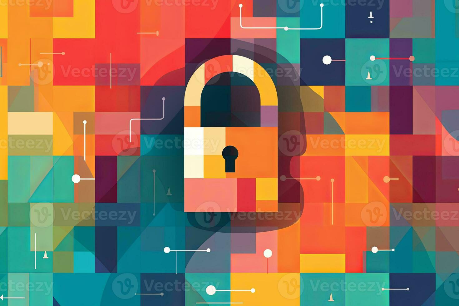 Modern Tech Encrypted Data Theme Background generative AI photo