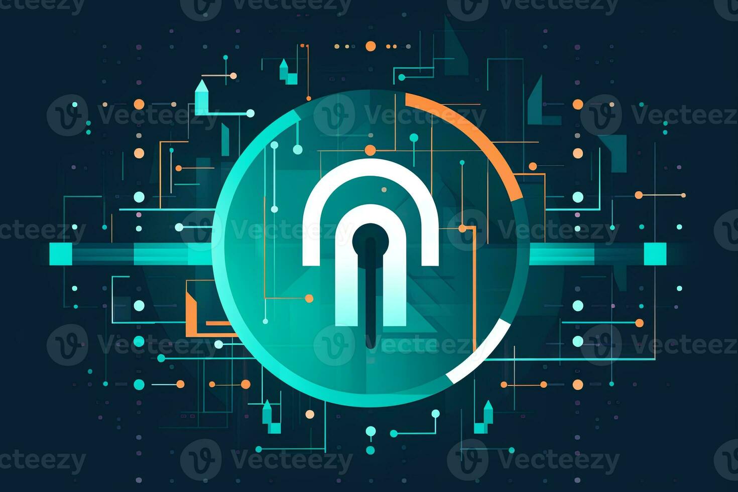 Modern Tech Encrypted Data Theme Background generative AI photo