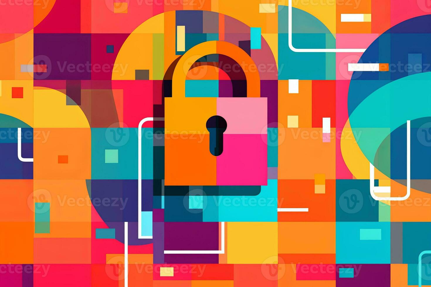 Modern Tech Encrypted Data Theme Background generative AI photo
