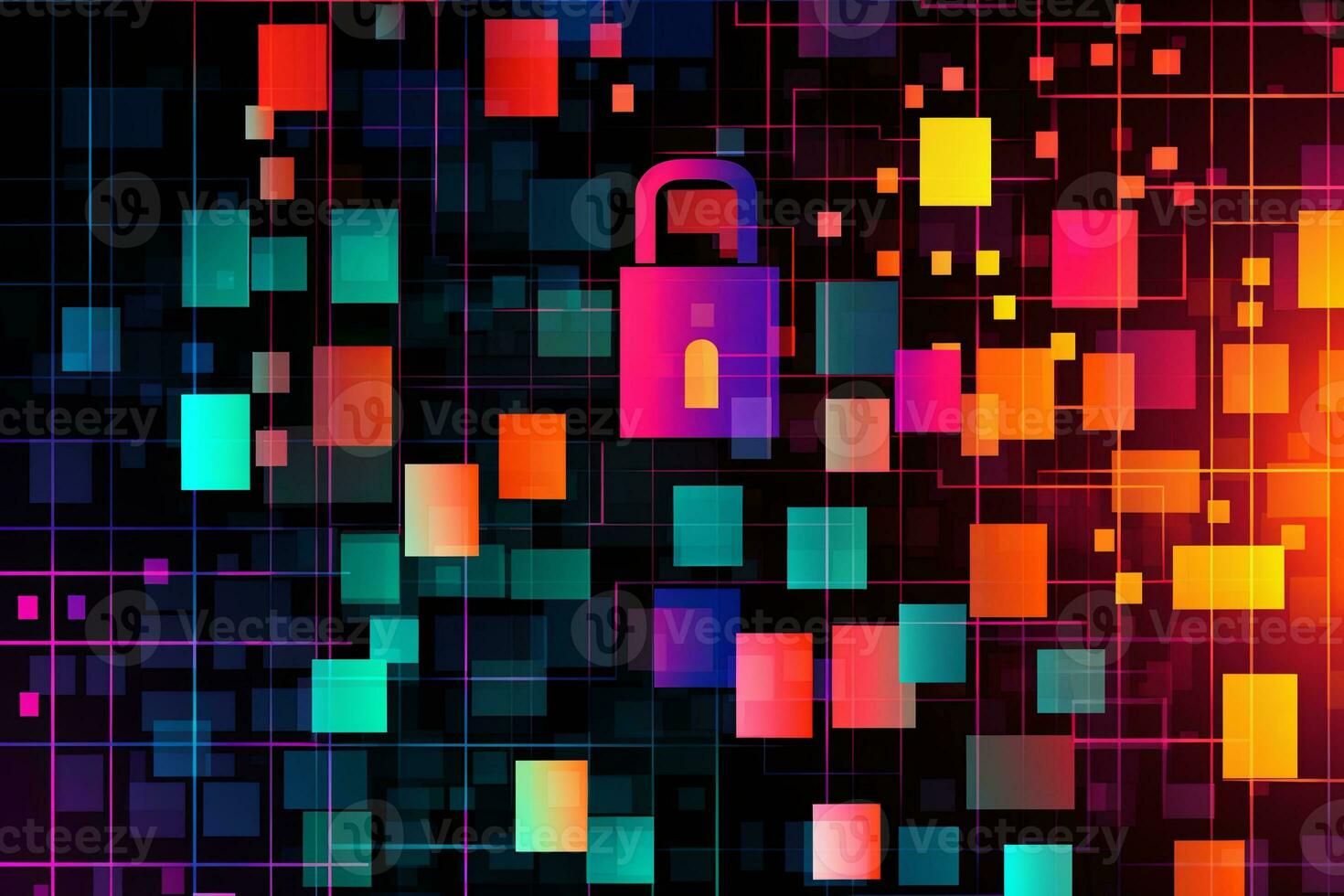 Modern Tech Encrypted Data Theme Background generative AI photo