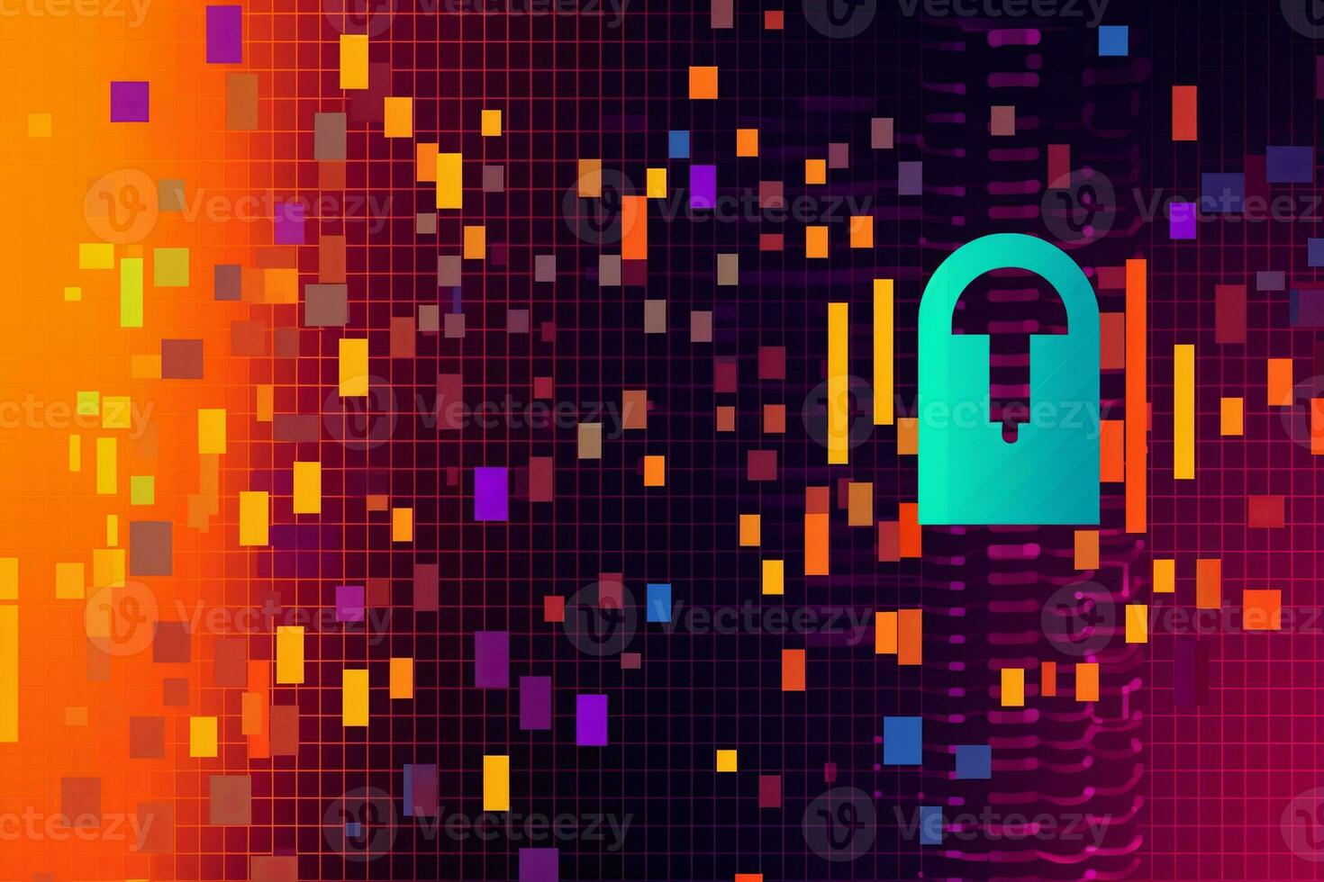 Modern Tech Encrypted Data Theme Background generative AI photo