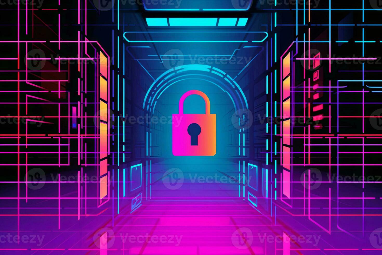 Modern Tech Encrypted Data Theme Background generative AI photo