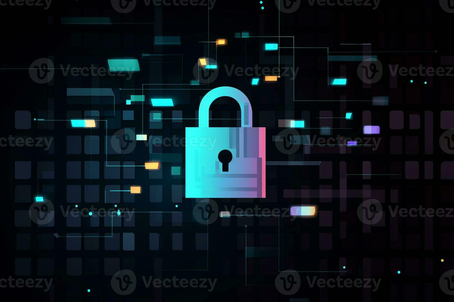 Modern Tech Encrypted Data Theme Background generative AI photo