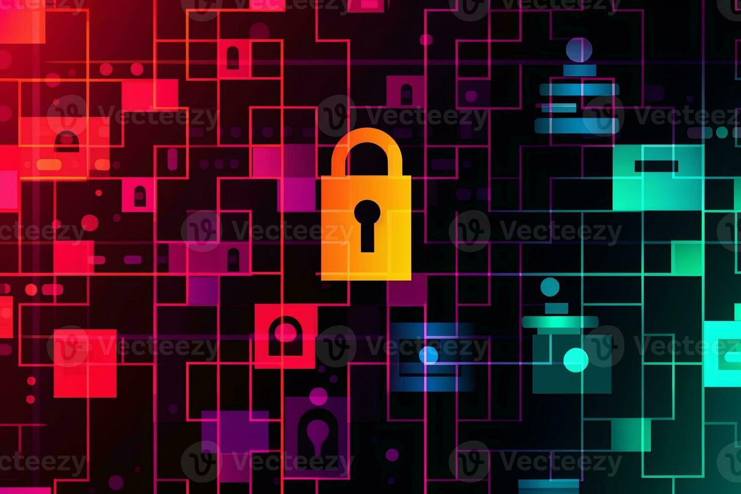 Modern Tech Encrypted Data Theme Background generative AI photo