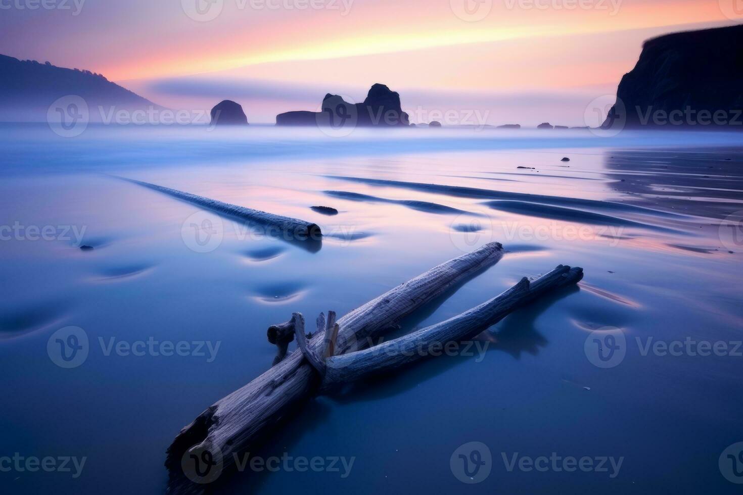 Otherworldly Twilight Beach Landscape generative AI photo