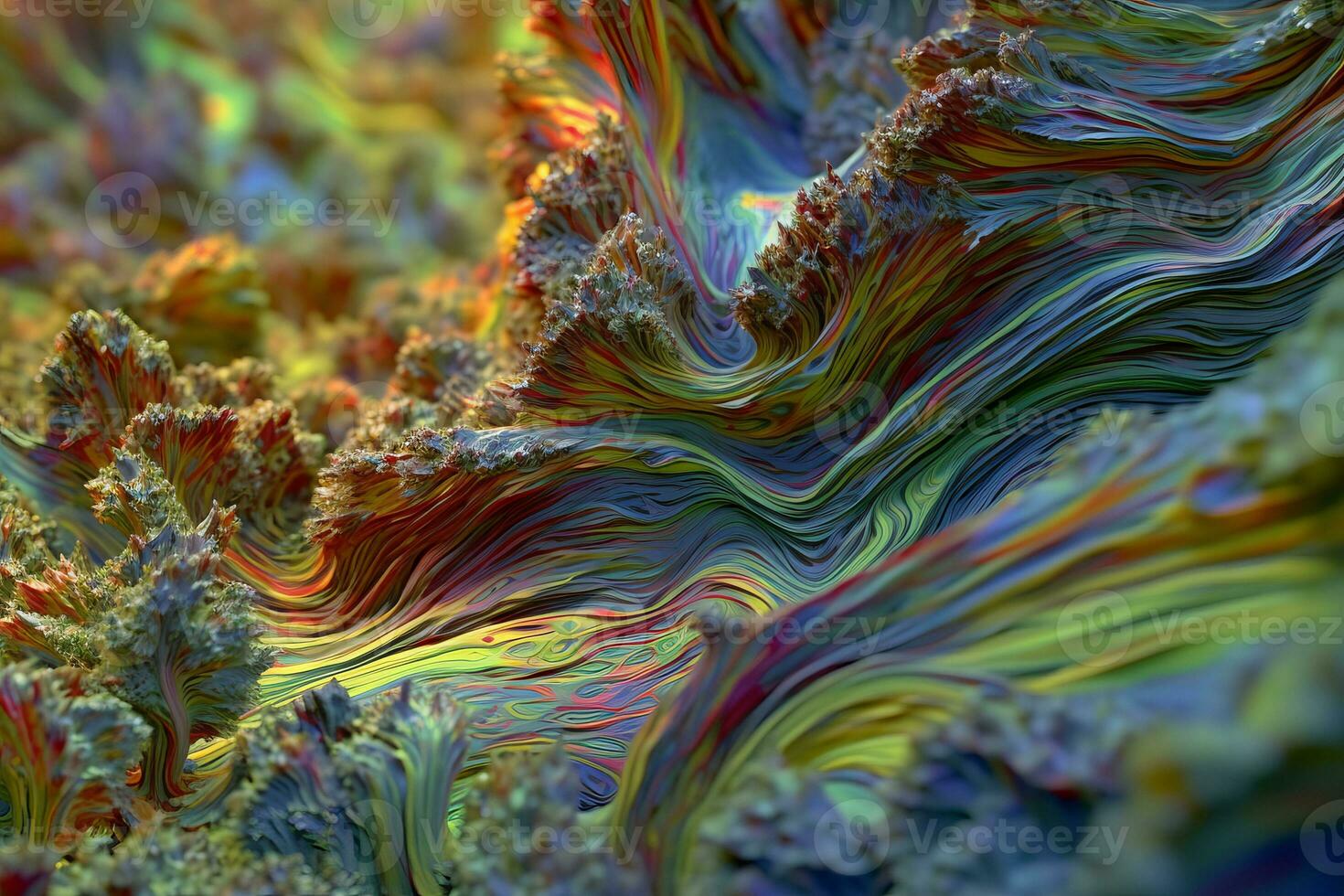 Otherworldly Rainbow Psychedelic Unique Texture Closeup Flowing Background generative AI photo