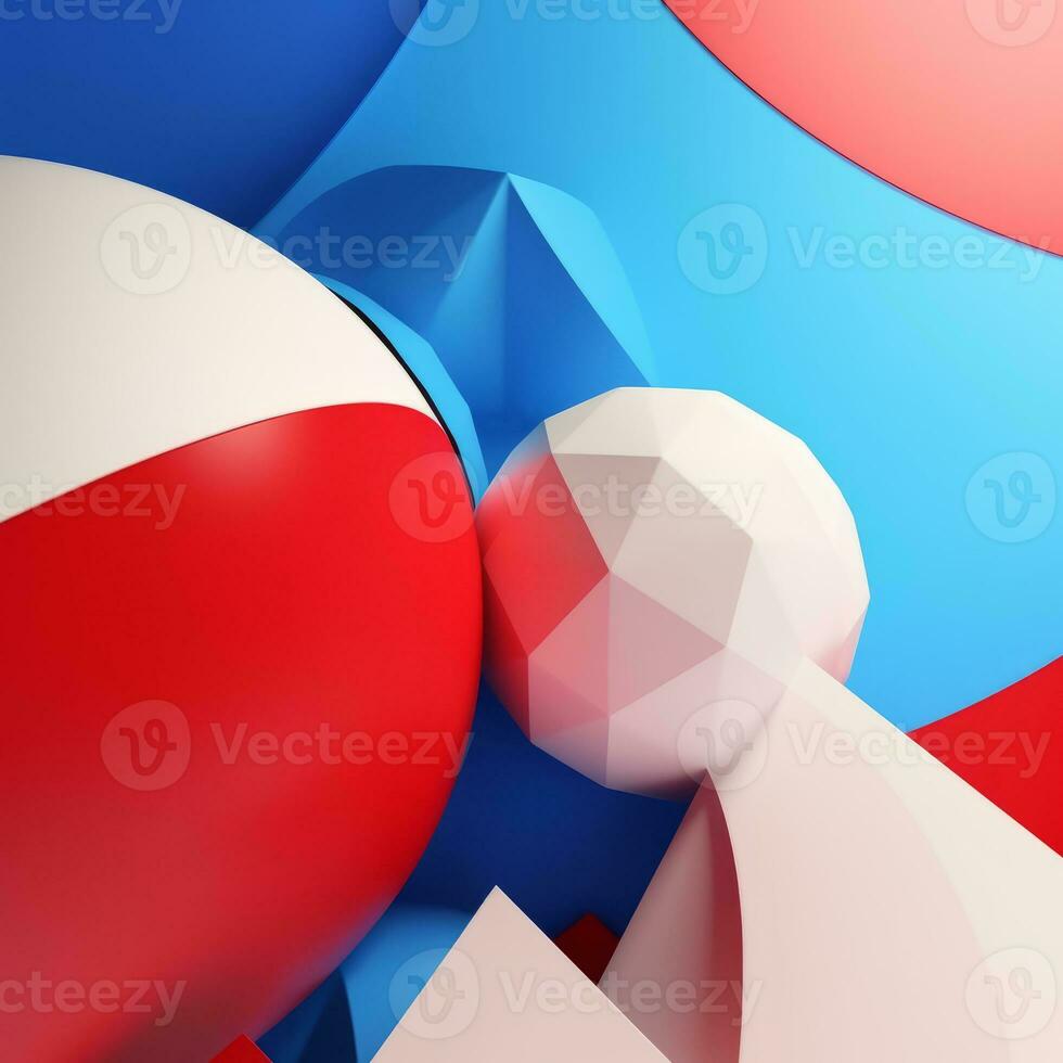 Patriotic Red White and Blue 3D Abstract Background generative AI photo